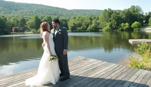 Bride and groom At Lakeside